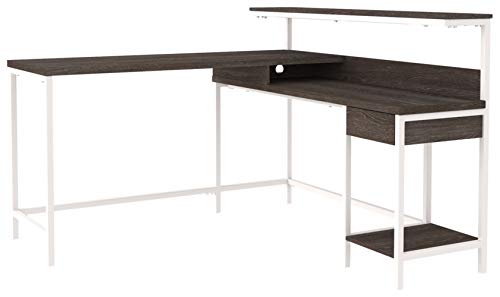 Signature Design by Ashley Camiburg Modern L-Shaped Home Office Desk, Warm Brown