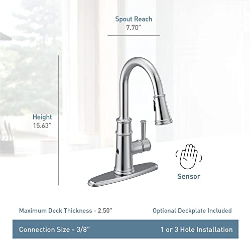 Moen 7260BL Belfield One-Handle Pulldown Kitchen Faucet Featuring Power Boost and Reflex, Matte Black