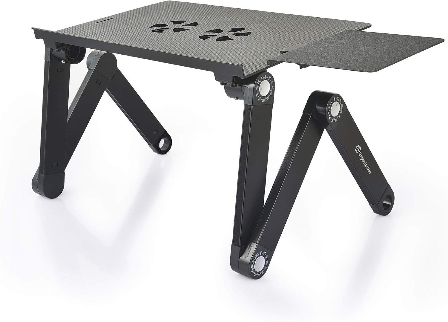 Trendy Moon Portable Adjustable Aluminum Laptop Desk/Stand/Table Vented with 2 CPU Cooling Fans Mouse Pad Side -Light Weight Ergonomic TV Bed Lap Tray Stand Up/Sitting-Black