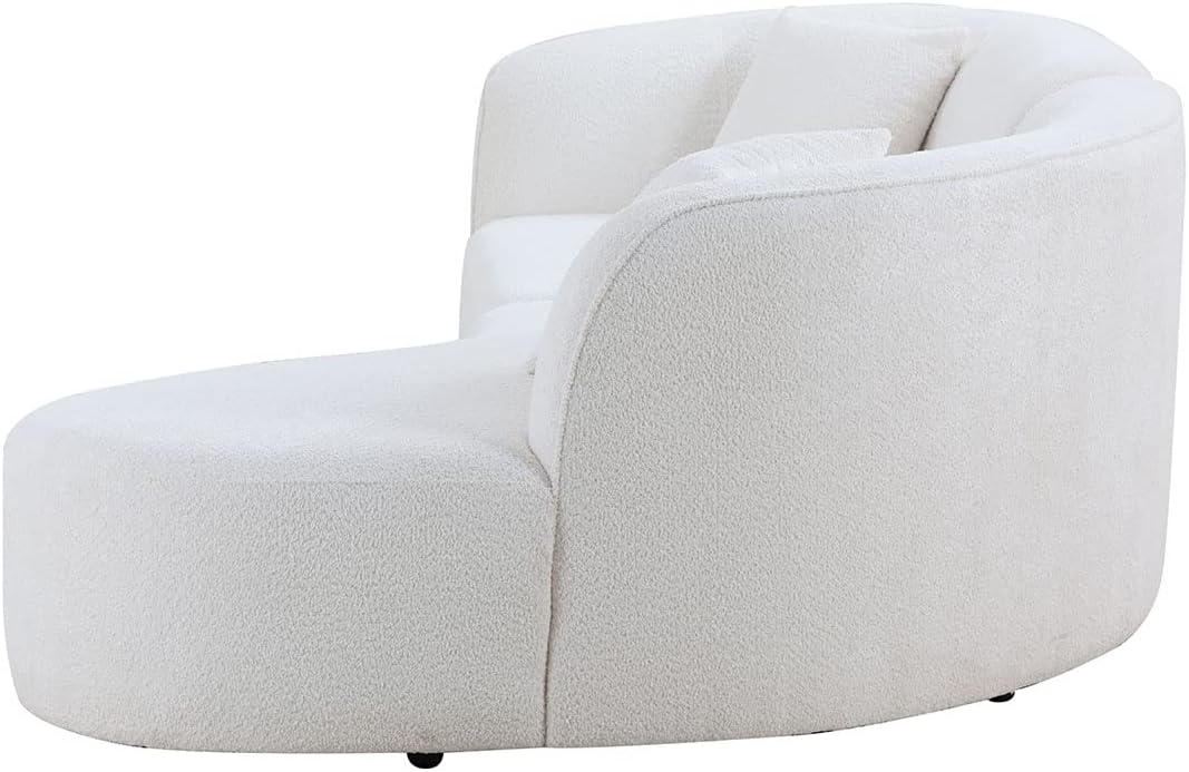 Luxury Modern Style Living Room Upholstery Curved Sofa with Chaise 2-Piece Set, Right Hand Facing Sectional, Boucle Couch, White