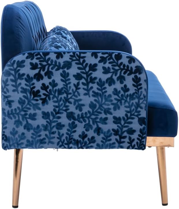 Velvet Sofa, Sofa .Loveseat Sofa with Metal Feet Navy W39536714
