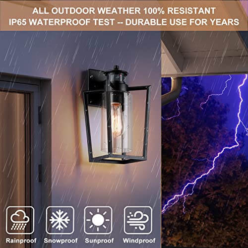 Set of 2 Gooseneck Outdoor Wall Lights Fixtures,Dusk to Dawn Motion Sensor Farmhouse Wall Sconce Barn Lamp for Patio,3 Modes Adjustable Exterior Porch Light IP65 E26 Wall Mount Lighting Black