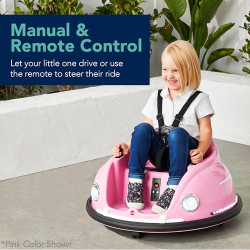 Best Choice Products 6V Electric Kids Ride On Bumpin Bumper Car, 1.5-6 Years Old, Parent Remote Control, 360 Degree Spin, Lights, Sounds - Pink