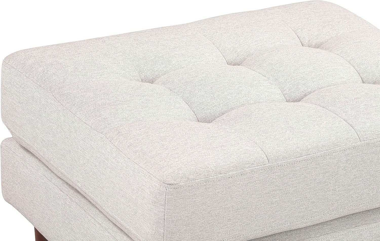 TOV Furniture Cave Beige Tweed Upholstered Ottoman