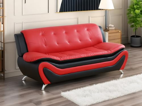 Leather Couches for Living Room, Living Room Couch Set, Sofa for Bedroom, Apartment, Living Room Furniture Sets (b-Leather Black, Sofa+Loveseat)