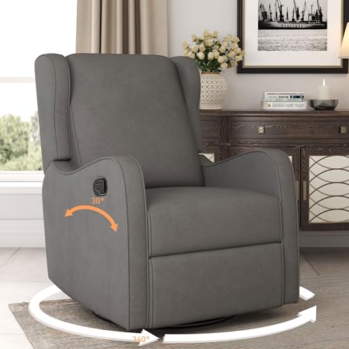 Bonzy Home Swivel Rocker Recliner, Rocking Nursery Chair Glider Rocker Recliner Manual Reclining deal for Comfort & Relaxation in Home or Office, Beige