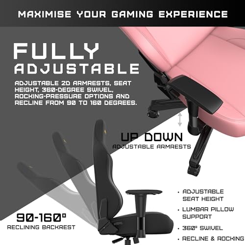 Anda Seat Phantom 3 Fabric Gaming Chairs for Adults - Large Wide Seat Gaming Chair with Lumbar Support, Comfortable Premium Video Gaming Seats with Headrest - Grey Gaming Chair with Cushion