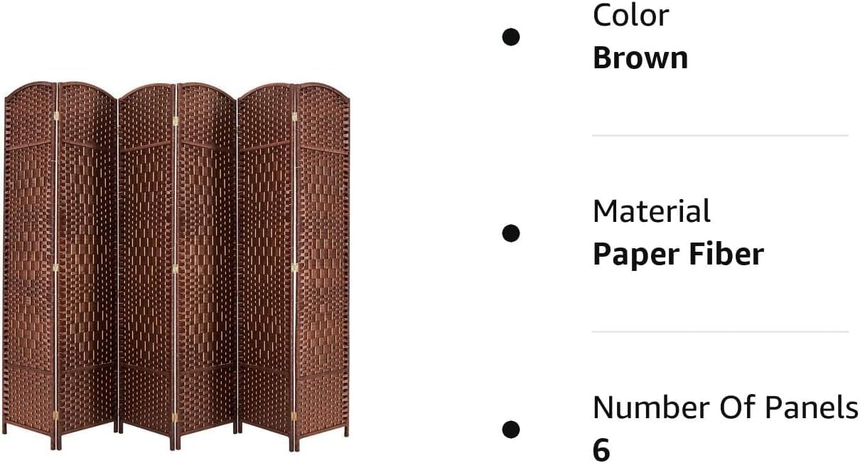 Room dividers 6 ft Folding Privacy Screen, Tall Extra Wide Partition Foldable Panel Wall Divider(Brown, 6 Panel)