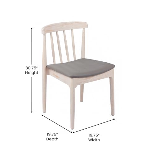 Flash Furniture Chester Commercial Grade Solid Dining Chair with Slatted Backrest, Set of 1, Black Vinyl Seat/Black Wood Frame