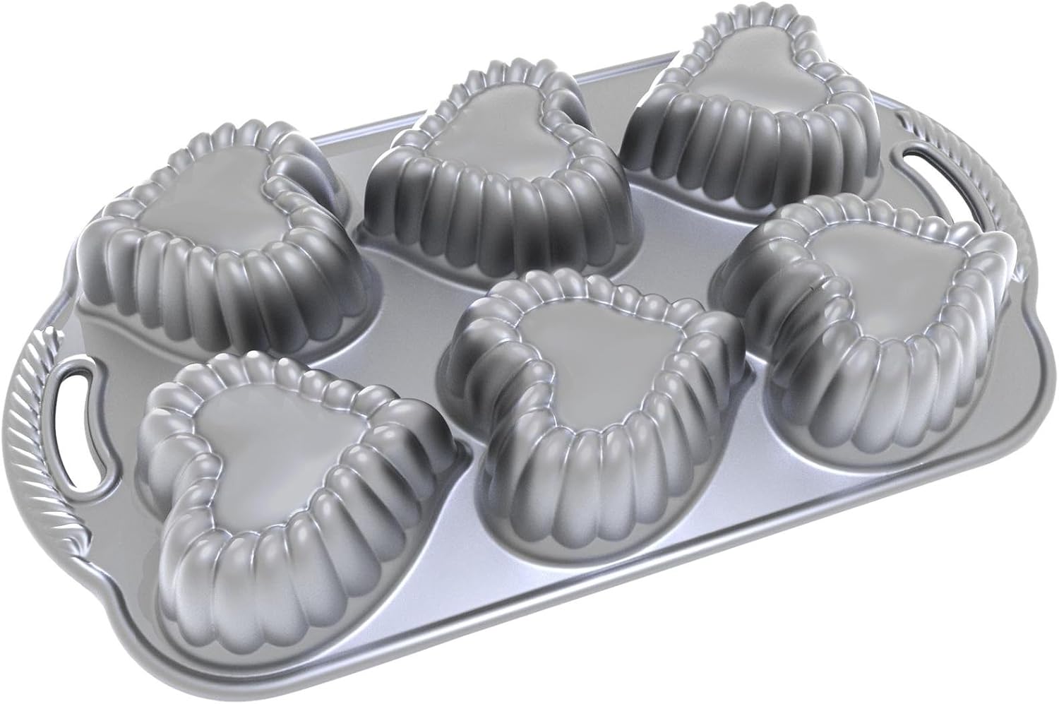 Nordic Ware Elegant Heart Cakelet Pan, Metallic