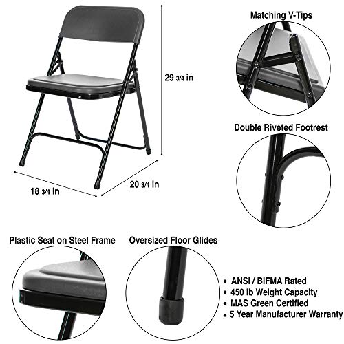 Premium Lightweight Plastic Folding Chair, White