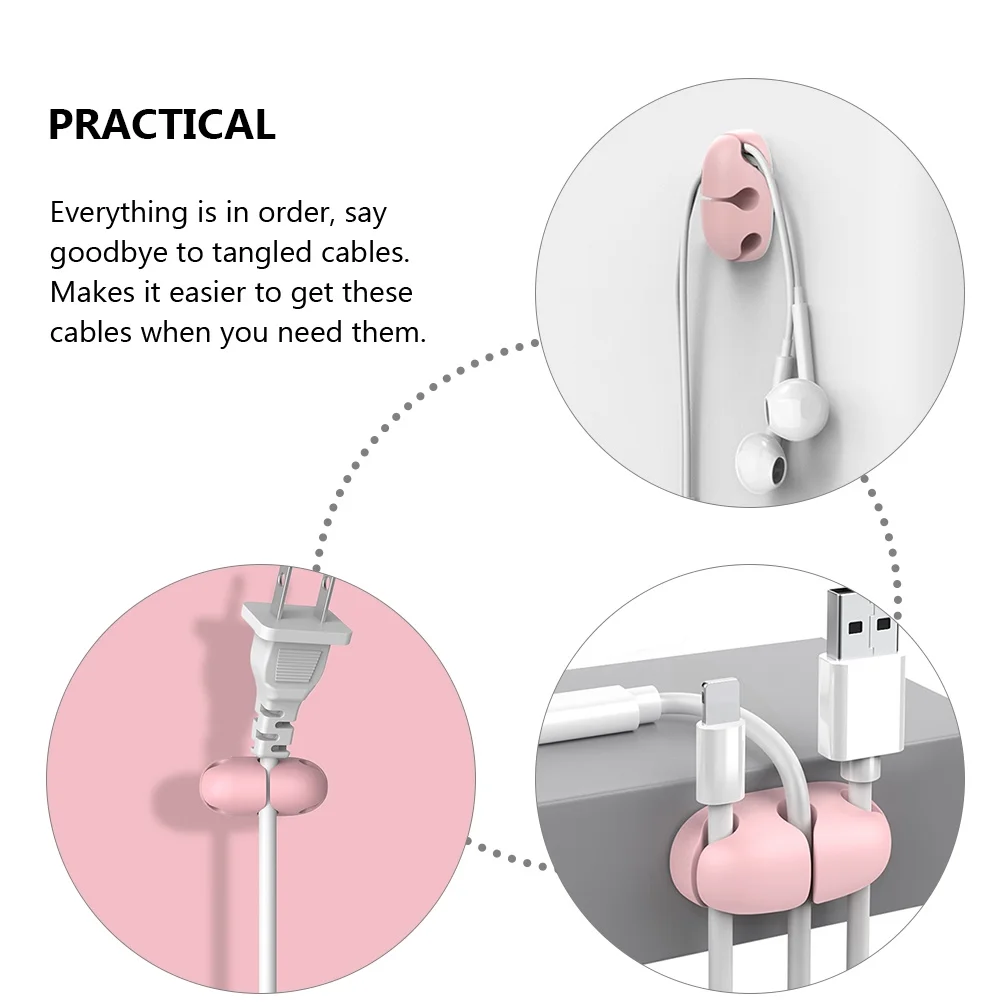 6 Pcs Cable Manager Tie Holder Wire Organizer Self Adhesive Cord Clips for Phone and Home Office Use