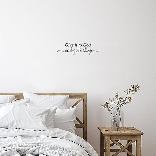 Vinyl Wall Quotes Stickers Give It to God and Go to Sleep Positive Wall Decals Home Wall Decor Christian Art Catholic Gifts Wall Decals Stickers for Living Room Kitchen Dorm Mirrors 18in