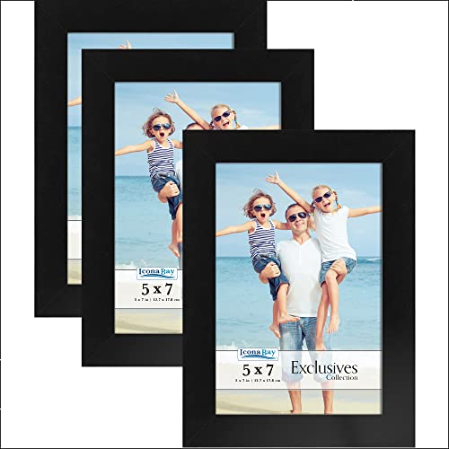Icona Bay 8x10 Picture Frames (White, 3 Pack), Sturdy Wood Composite Photo Frames 8 x 10, Sleek Design, Table Top or Wall Mount, Exclusives Collection