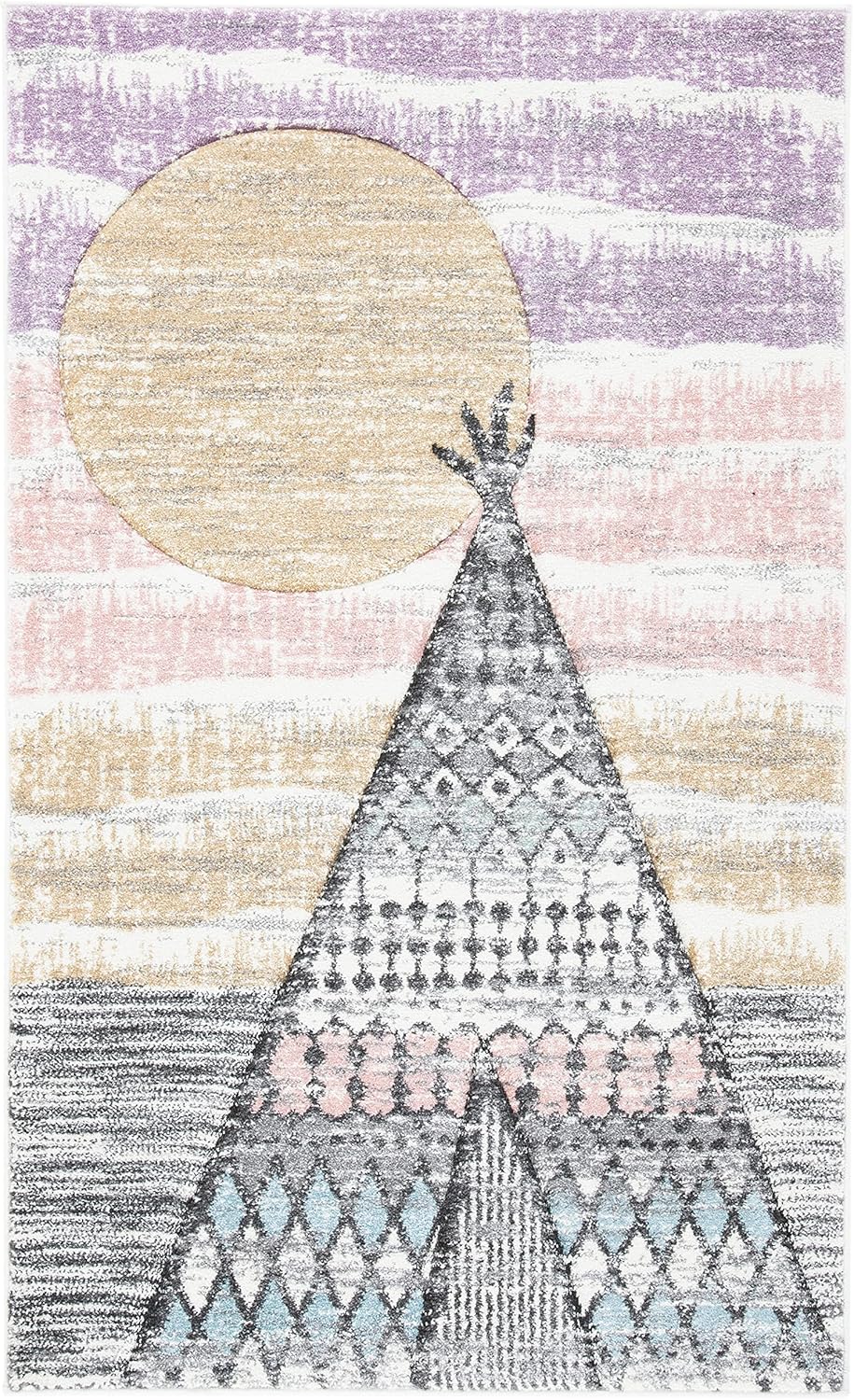 SAFAVIEH Carousel Kids Collection Accent Rug - 2' x 3', Grey & Pink, Boho Design, Non-Shedding & Easy Care, Ideal for High Traffic Areas for Boys & Girls in Playroom, Nursery, Bedroom (CRK117F)