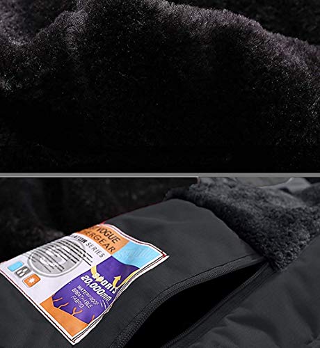 Pooluly Men's Waterproof Windproof Rain Snow Jacket Hooded Fleece Ski Coat