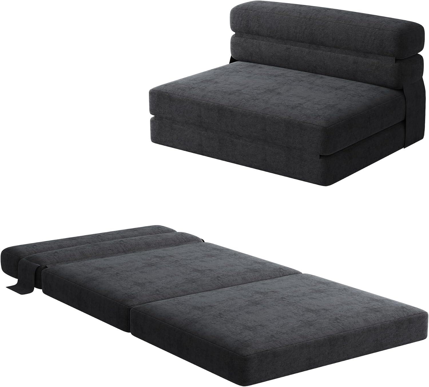 HNEBC Folding Sofa Bed Couch, Convertible Sleeper Chair Bed, Memory Foam Futon Sofa Bed, Modern Linen Fabric Futon Couch for Bedroom/Livingroom (78.7