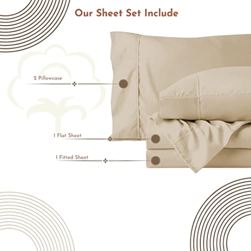 Egyptian Cotton Sheets 1000 Thread Count Queen Size, 4 Pc Sheets Set, Long Staple Cotton Sheets for Queen Size Bed, 18
