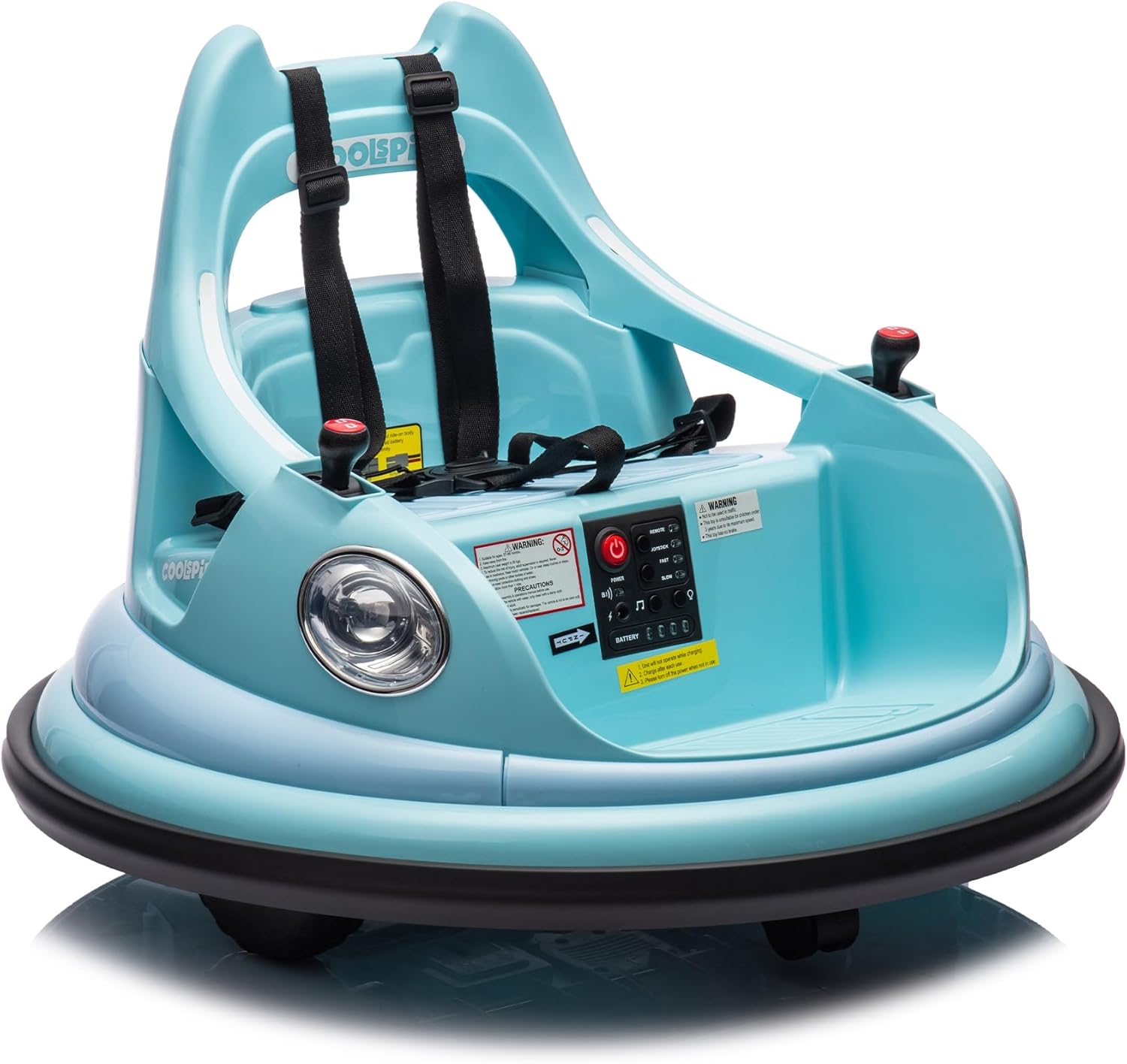 12V Bumper Car for Kids,Electric Ride-On Bumper Car W/Remote Control,Led Lights,360°Spin,with Anti-Collision Padding&Safety Belt Blue As Shown