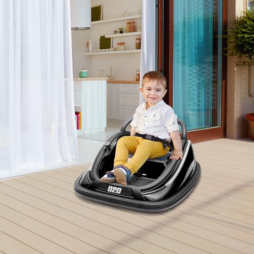 Aosom 12V Toddler Bumper Car with Remote Control, 360° Rotation Kids Electric Ride-On Toy, Twins Motor, Colorful LED Lights, 3 Songs, for Boys and Girls, Black