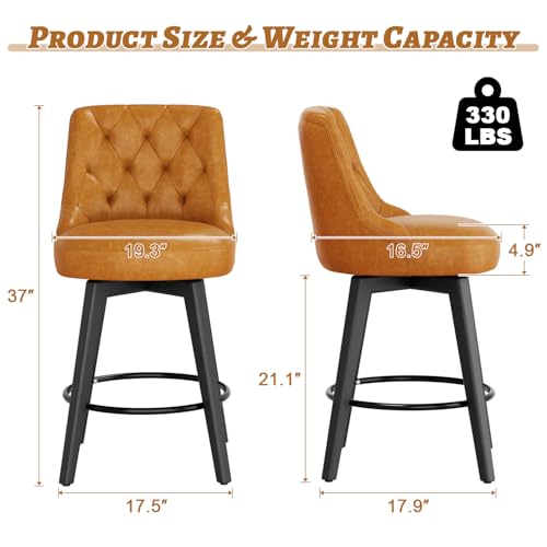 Sunny Heart Swivel Bar Stools with Backs,30