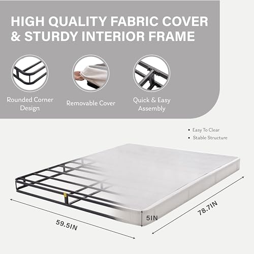 7.5 Inch Twin XL Easy Assembly, Sturdy Mattress Foundation, Strong Steel Metal Frame, Black Box-Springs