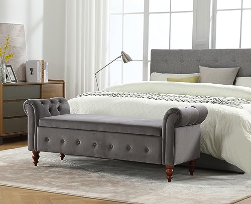 Velvet Storage Ottoman Bench, 63