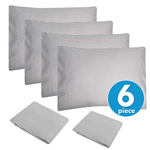 Sweet Home Collection Queen Sheets - 6 Piece 1500 Thread Count Fine Brushed Microfiber Deep Pocket Set - Extra Pillow Cases, Great Value, Queen, Paisley Gray (Pack of 12)