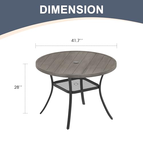 VICLLAX Patio Dining Table Outdoor Metal Steel Frame Square Table, Dining Table for 4