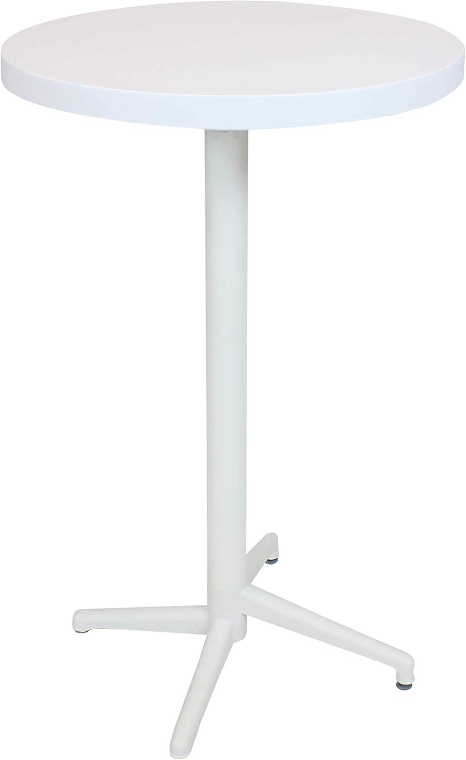 Sunnydaze 28-Inch Round All-Weather Plastic Patio Bar Pub Table - Foldable Design - Commercial Grade - White