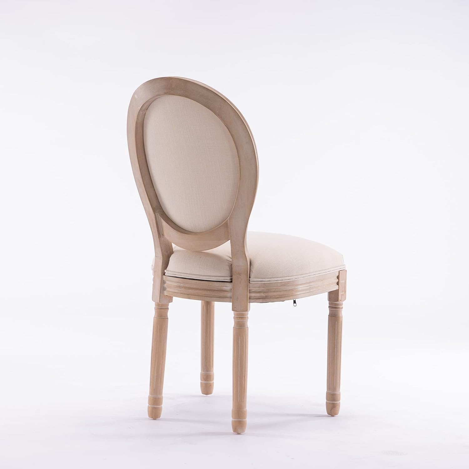 GIA French Style Dining Chairs with Linen Fabric Oval Back and Wood Frame, Set of 2, Beige