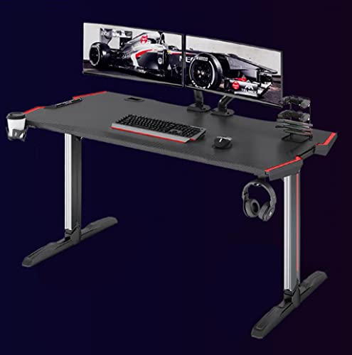Best Gaming Desk with LED Lights,Gaming PC Desk,Large Gaming desks,PC Laptop Gamer Table Workstation with Cup Holder,Headphone Hook,Black