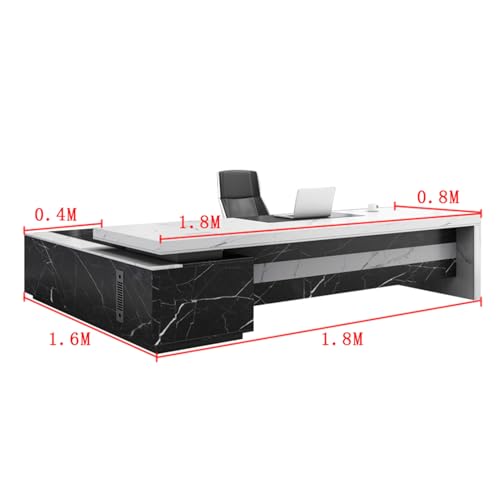 94-Inch Executive Desk with Charging Station File Drawer, L-Shaped Desk with Storage Shelve, Large Office Desk Writing Table Desk Business Furniture Set for Home Office