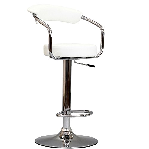 Modway Diner Vintage Modern Faux Leather Upholstered Adjustable Swivel Bar Stool in White