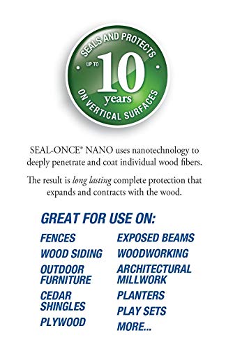 SEAL-ONCE Nano Penetrating Wood Sealer & Stain - Water-Based, Low-VOC waterproofer for Fences, siding, Beams, Outdoor Furniture & Log Homes. … (1 Quart)