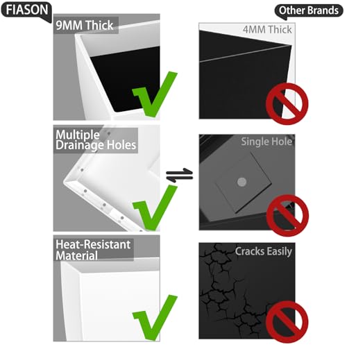 Large Square Tall Planters - 21'' Lightweight Flower Pots with Drainage Design for Indoor/Outdoor (Black, 2 Set)