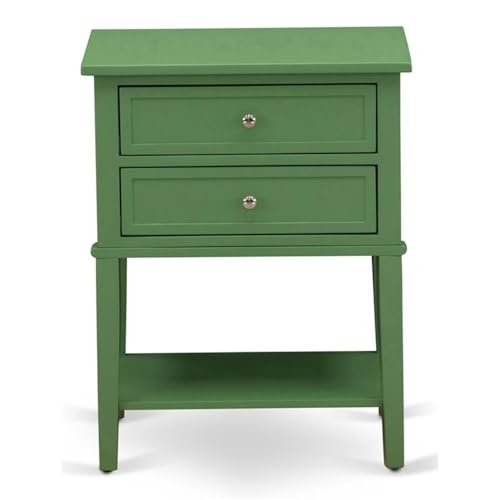 East West Furniture Valencia Side Table-Rectangle Night Stand with 2 Drawers for Bedroom, 16x22 Inch, Wirebrushed Black