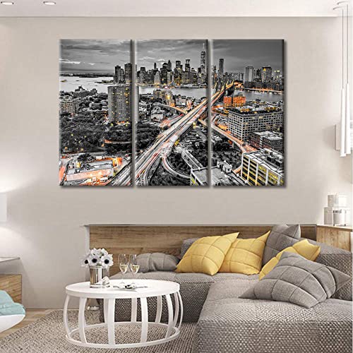 TUMOVO Austin Texas Skyline Wall Decor 3 Panels City Skyline Pictures Wall Decor for Bedroom Skyscrapers Sunset Natural Landscape Wall Decor Living Room Framed Ready to Hang (36