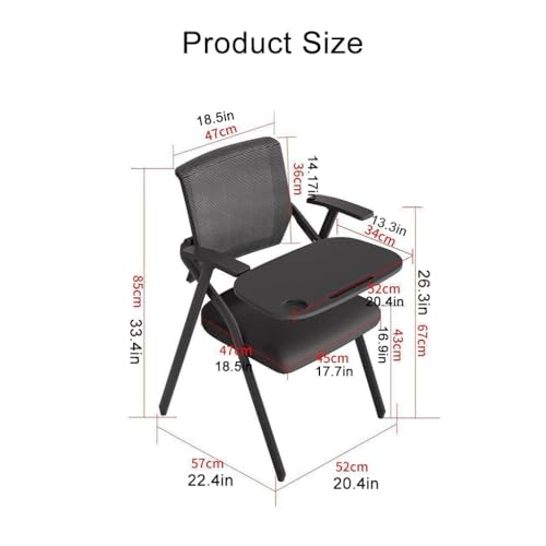Stackable Conference Room Chairs with Writting Board,Folding Office Chair Foldable Desk Chair Mesh Back and Arms,Meeting Room Chairs Padded Seat Cup Holder(/Grey)