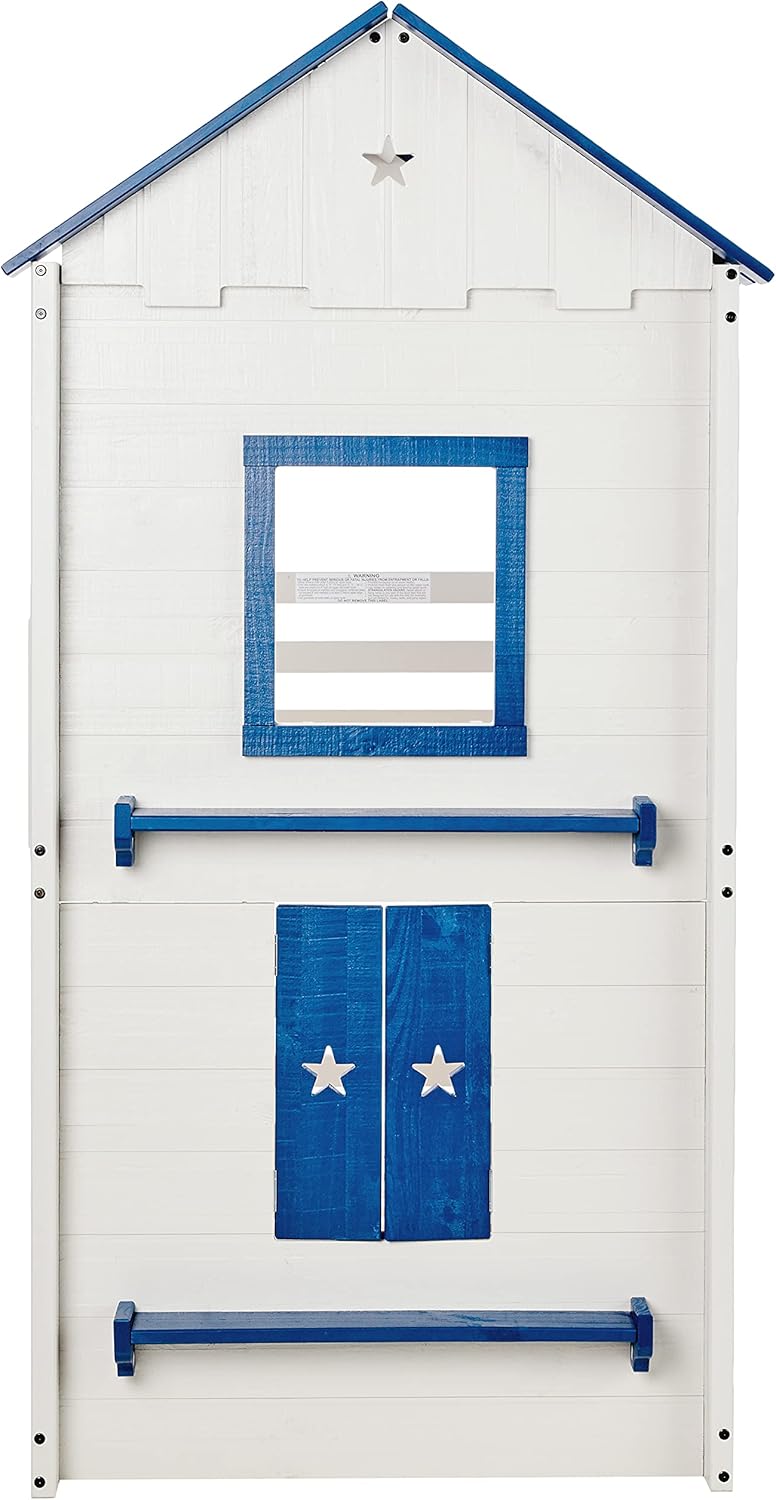 DONCO Kids Stargazer Novelty Twin Over Twin Bunkbed in Light Grey & Blue Finish