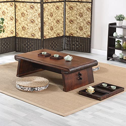 Living Room Zen Tea Table Retro Low Table Coffee Table Japanese Tatami Table Coffee Table Suitable for Bay Window (Size : 80x50x30cm)