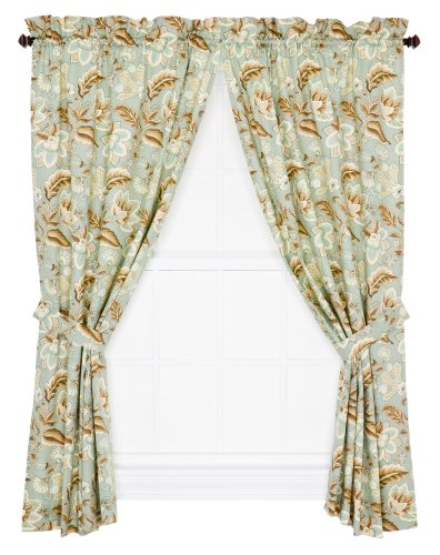 Ellis Curtain Valerie Jacobean Floral Print Tailored Tier Pair Curtains, 68 by 24-Inch, Linen