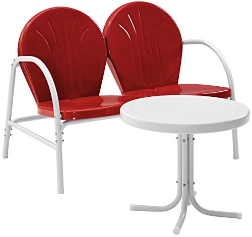 Crosley Furniture Griffith 2-Piece Metal Outdoor Conversation Set with Table and Loveseat - Grasshopper Green