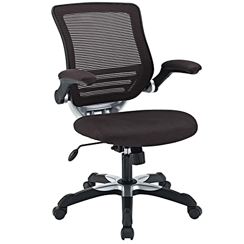 Modway Edge Mesh Back and Mesh Seat Office Chair In Black With Flip-Up Arms in Gray