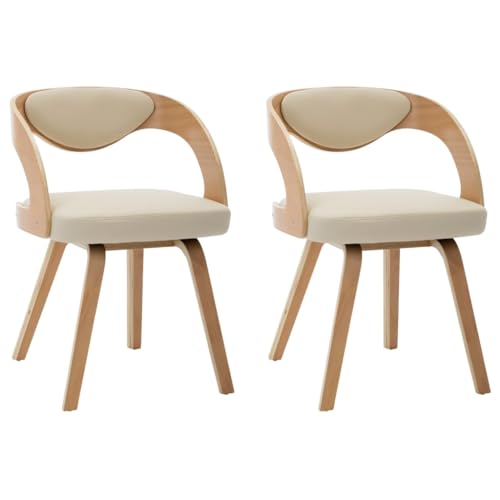 Dining Chairs 2 pcs Cream Bent Wood and Faux Leather,Elegant Dining Chairs with Faux Leather Upholstery and Bentwood Frame for Timeless Comfort Kitchen Dining Room Chairs, Dining Room Furniture