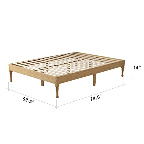 Bamboo Wood Platform Bed Frame/Wood Slat Support/No Box Spring Needed/Easy Assembly,Nature,Full