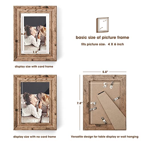 TWING 8X10 Picture Frame Distressed White Frame Set of 6, Rustic Picture Frames Wood Grain Photo Frame for Gallery Wall Mounting or Tabletop Display, Vintage White Farmehouse Collage Picture Frames