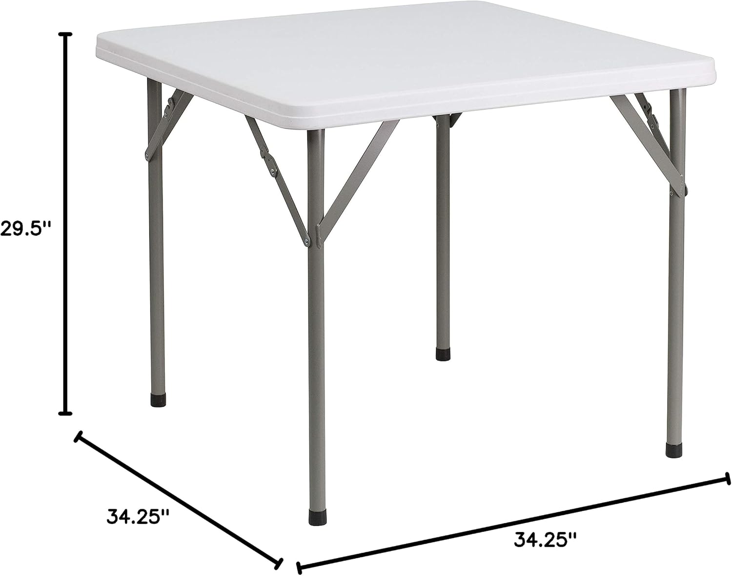 BizChair 2.85-Foot Square Granite White Plastic Folding Table - Event Folding Table
