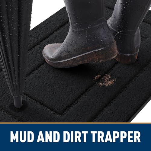 smiry Dog Door Mat for Muddy Paws Indoor Entrance, Absorbs Moisture and Dirt Low-Profile Doormat, Washable Mat Front Door mat for Floor Home Entryway (36x24 Inches, Grey)