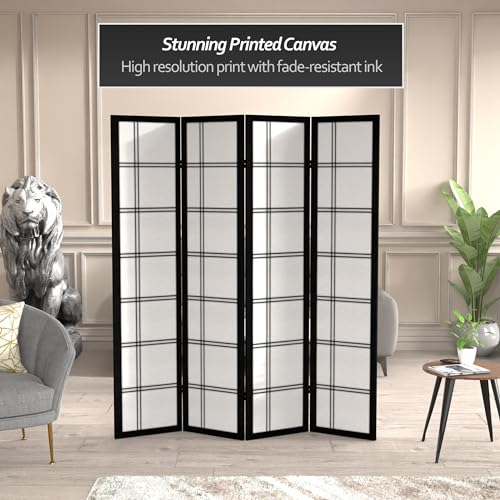 Oriental Furniture 6 ft. Tall Canvas Double Cross Room Divider - Black - 3 Panels